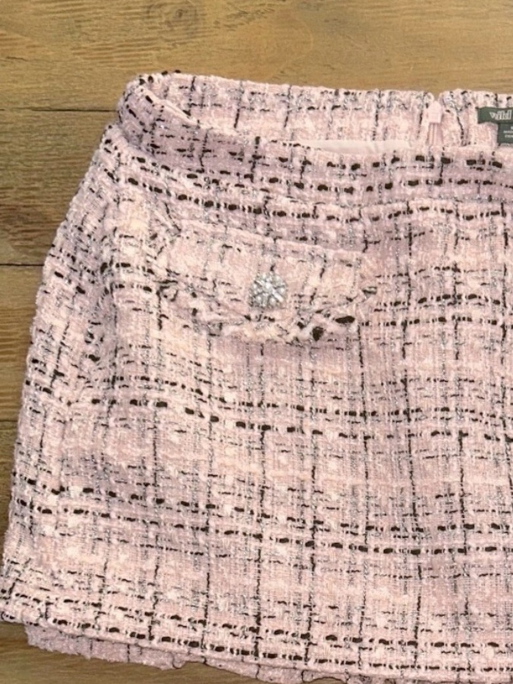WILD FABLE Tweed Boucle Skort Mini Skirt pink black pattern Clueless Academia - Picture 5 of 15